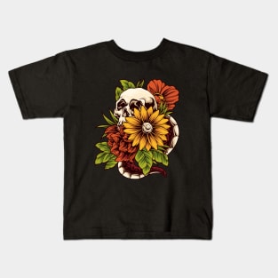 Skull with Flowers Kids T-Shirt